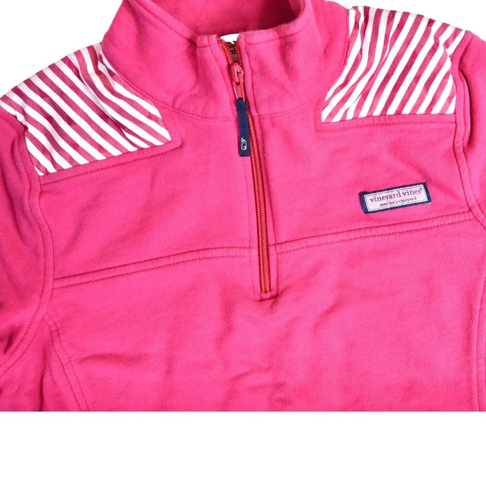 Vineyard Vines || Vivid Pink Stripes Quarter Zip Performance Sweater XS - Picture 6 of 7